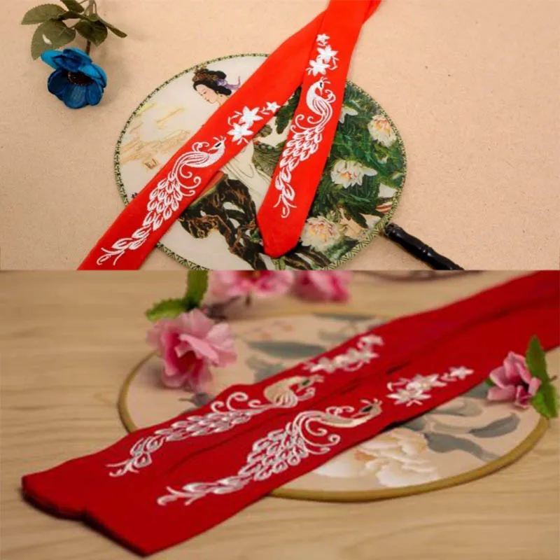 QIANAO Chinese Traditional Hair accessories Hanfu head band Peacock Exquisite embroidery headband Ancient Headwear Rope |