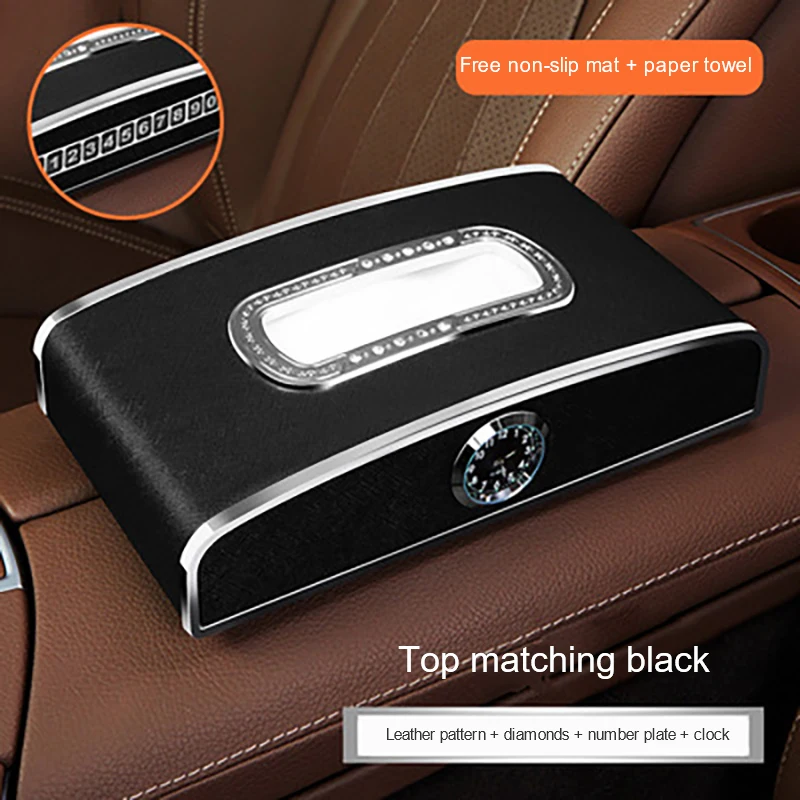 Кожаная Коробка для салфеток автомобиля интерьер фотообои с номером часов