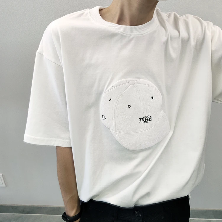 

Summer handsome couple loose casual all-match street three-dimensional printed short-sleeved T-shirt YTX002