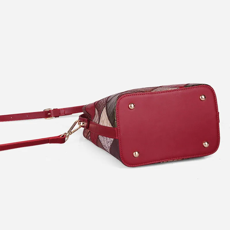 

New Crossbody bucket bag female leather fashion atmosphere large capacity versatile handbag 2021 new trendy net red retro bag