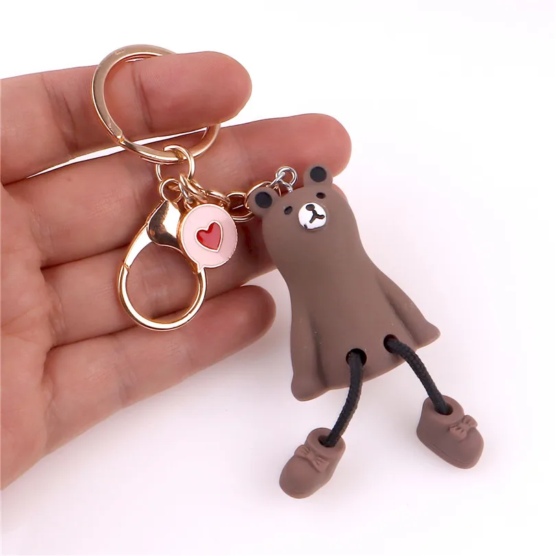 Милый брелок в виде медведя Золотая эмаль сердце для женщин ювелирное изделие