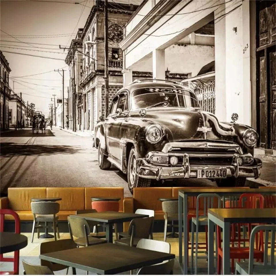 Самоклеящиеся обои для гостиной фотообои 3d черно-белого цвета в стиле ретро