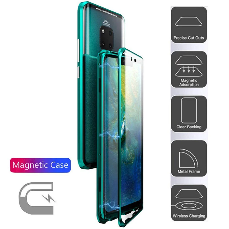 Magnetic Absorption Flip Phone Cases for Huawei Mate 10 10Pro 10lite Back Cover Metal Glass Mate10 Mate10Pro Mate10Lite Pro Lite | Мобильные