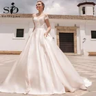 Платье Свадебное ТРАПЕЦИЕВИДНОЕ с коротким рукавом, открытой спиной и карманами