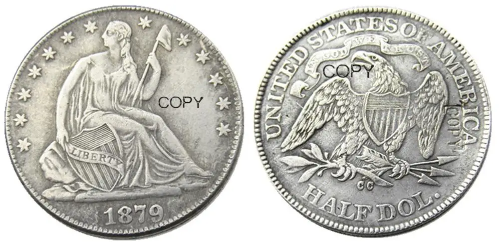 

US 1873 1873CC 1879 1879CC Liberty Seated Half Dollar Silver Plated Copy Coins