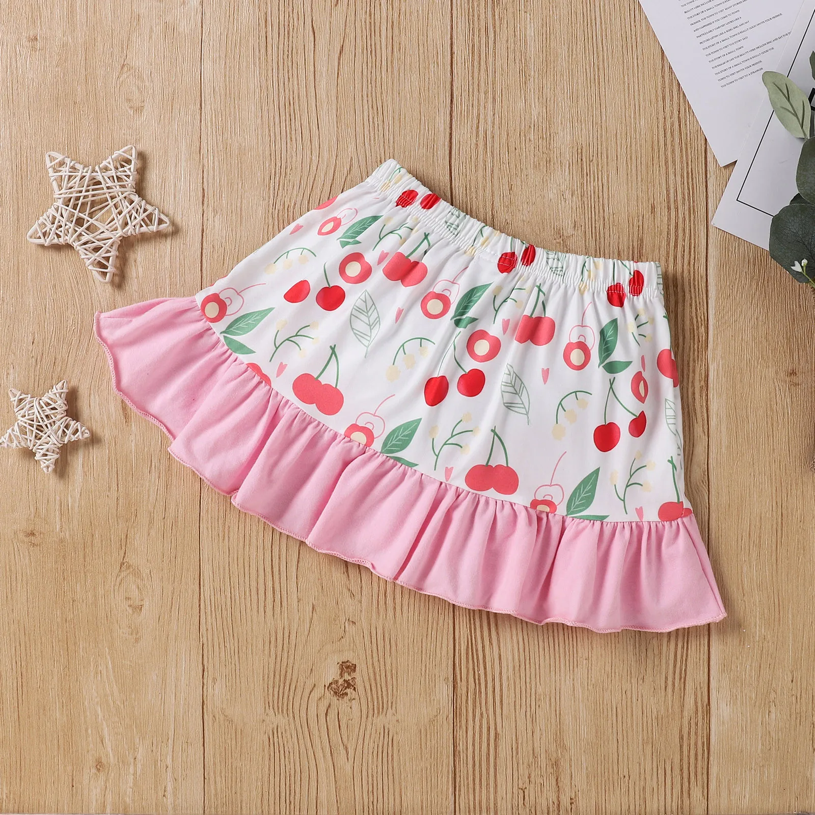 Платье для маленьких девочек с оборками принтом фрукты в стиле пэчворк топы и
