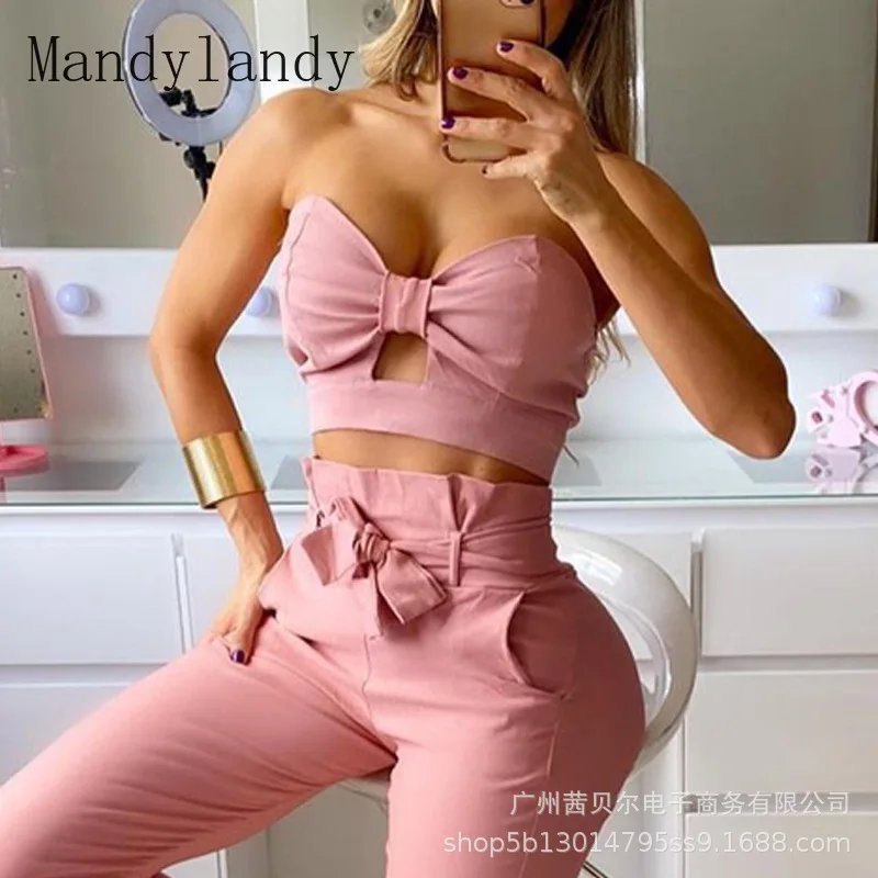 Женский элегантный комплект Mandylandy из двух предметов укороченный Топ без