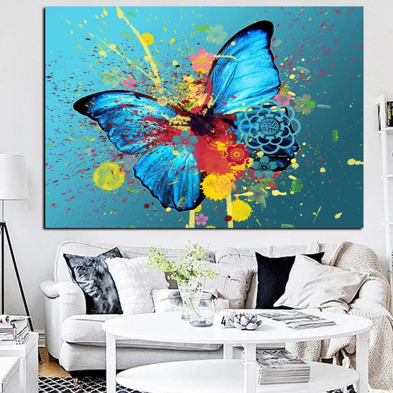 

Street Art Canvas Painting Graffiti Butterfly Pictures for Home Design Big Large Size Wall Art Prints for Home Decor Frameless
