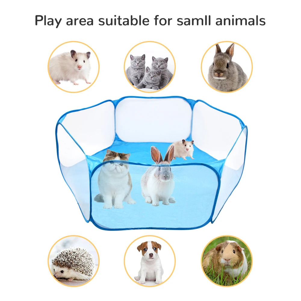 

Portable Small Pet Cage Transparent Hedgehog Cage Tent Pet Playpen Folding Yard Fence For Dog Hamster Rabbit Guinea Pig