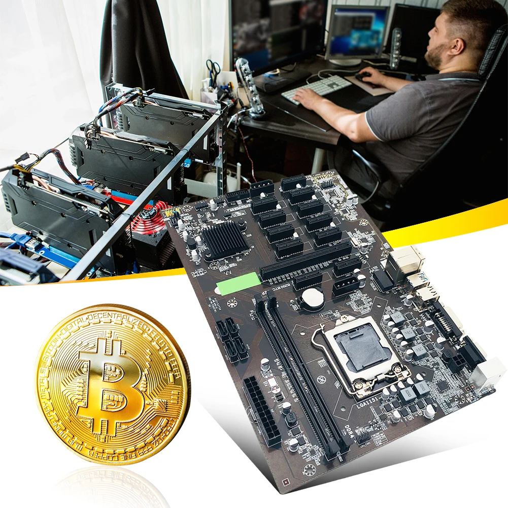 B250 BTC 12P материнская плата для майнинга 12X PCIE графическая карта DDR4 DIMM поддерживает