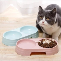 new double pet bowl plastic puppy cat food water drinking dish feeder pets cat puppy feeding supplies small dog accessories