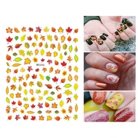 10pcs autumn maple leaf nail sticker pumpkin squirrel leaf nail slider chrysanthemum bow nail art deco applique wg346