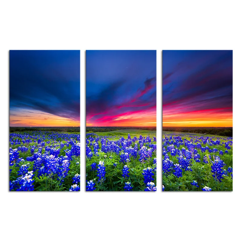 

Nature Landscape Canvas Painting Beautiful Sunset and Flowers Wall Art Poster Nordic Print Modern Picture Home Decor