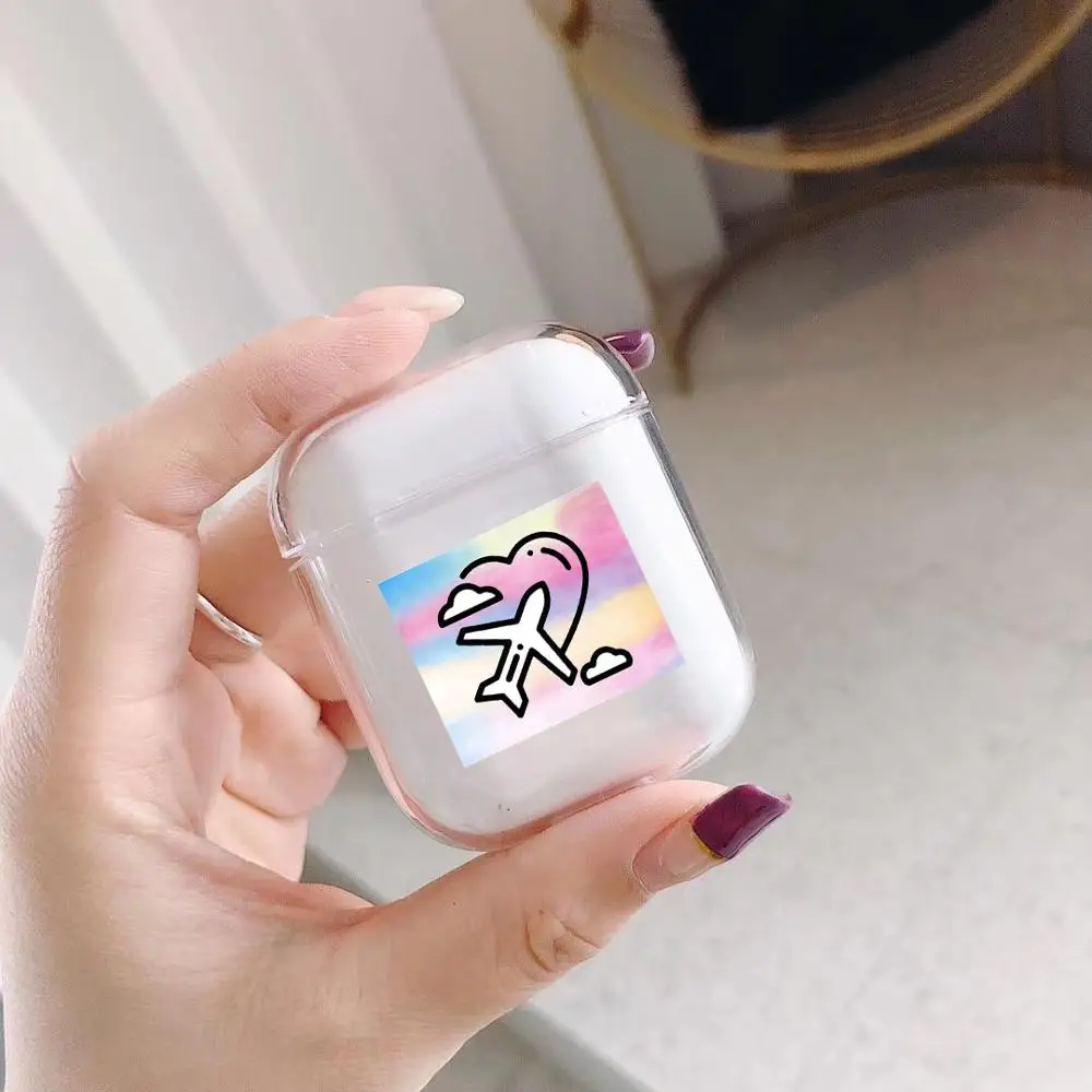 Хроматический модный наушник чехол для Apple Airpods чехол простой милый любовь сердце Bluetooth поп AirPods чехол прозрачный жесткий чехол