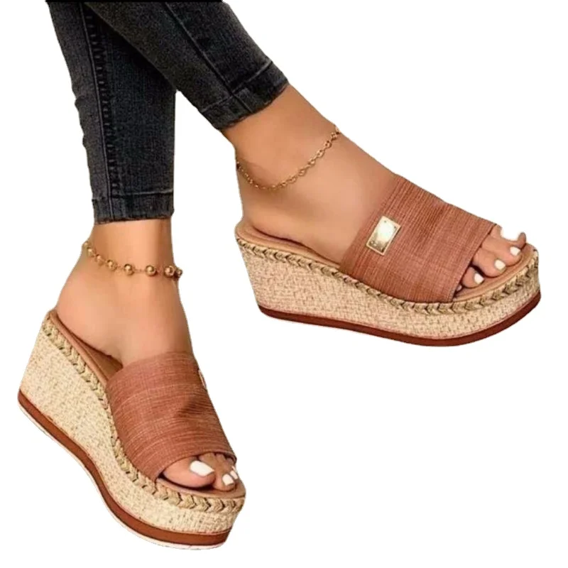 

New Style Ladies High Heel Sandals Platform Casual Shoes Ladies Casual Summer Oblique Heel Sandals Ladies Platform Slippers