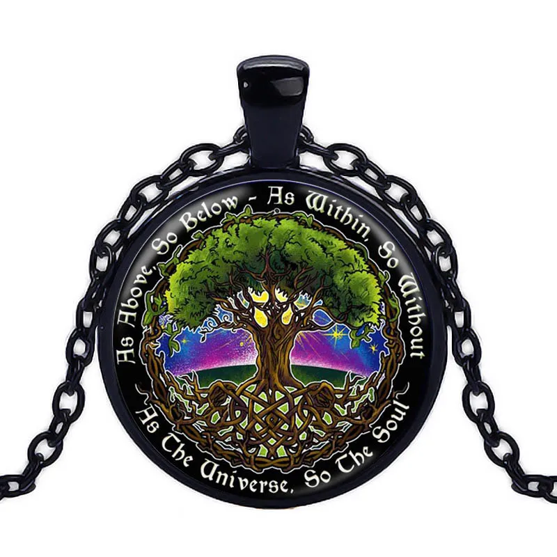 Ожерелье из абстрактного стекла с кабошоном Древо жизни подарки для друзей семьи