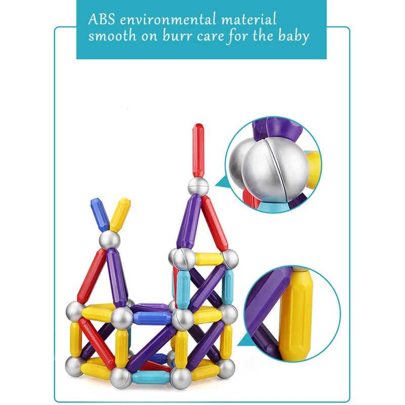 Большие магнитные игрушечные палочки и металлические шарики строительные блоки