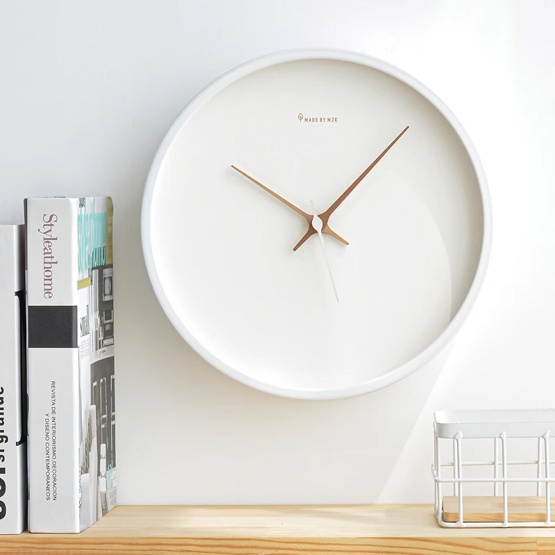 

classic wall clock white silent simple modern living room wall clock silent movement plastic Reloj Pared Wall Clocks BG50WW