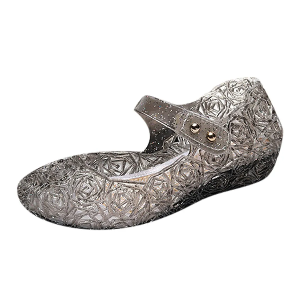 Летние сандалии из ПВХ для девочек Детские вечерние туфли принцессы на танкетке