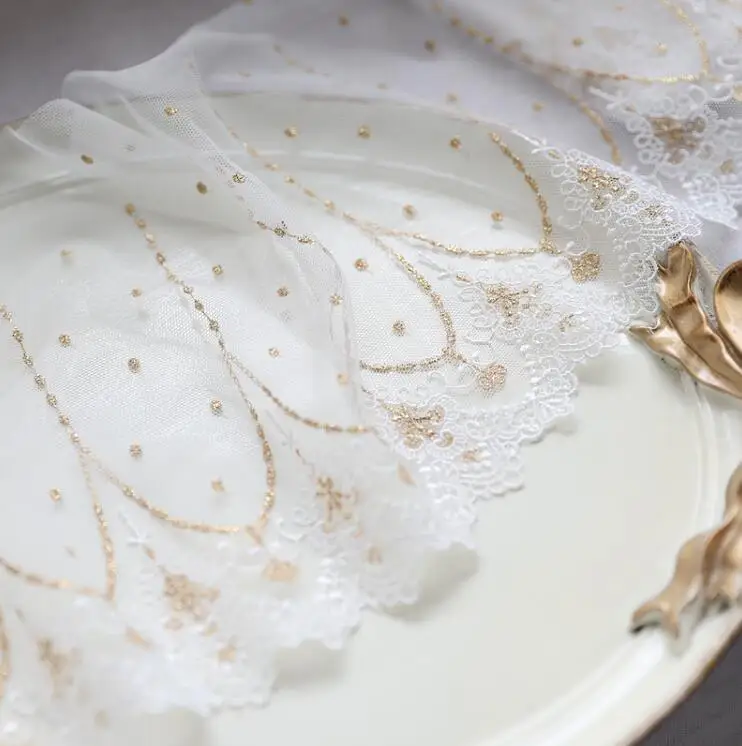 Роскошная горячая Распродажа 1 метр золотого кружева и ткани для вышивки 21 5 см