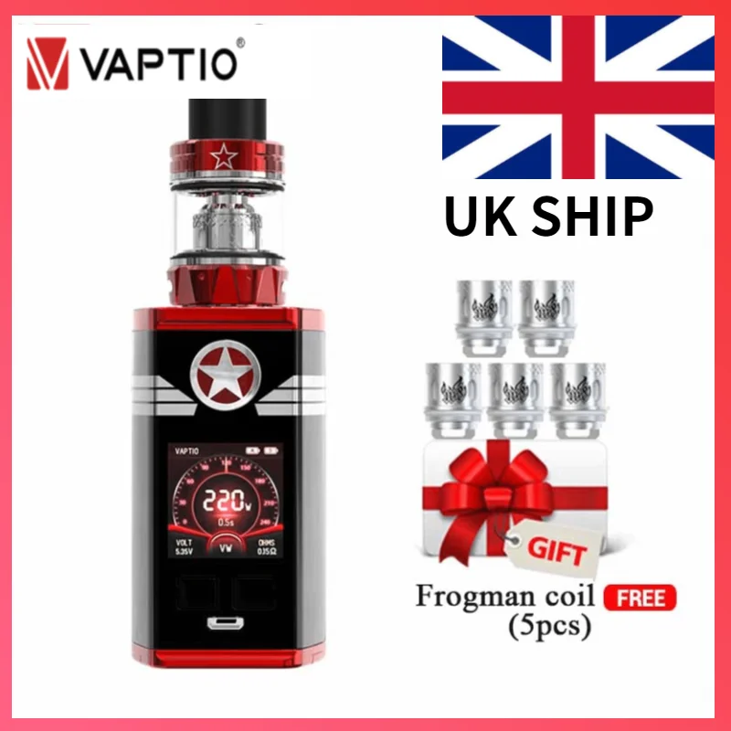 Великобритания КОРАБЛЬ! Vaptio Capt'n Vaping Kit 220 Вт 2 мл бак W8 ядро электронная сигарета