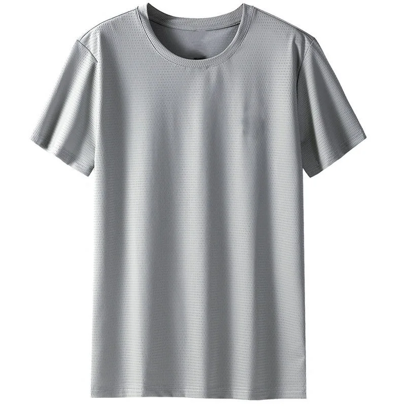 

2021 Summer Men's Breathable Round Neck Top Outdoor Ice Silk Air Conditioning Quick Drying Short Sleeve T-shirt Simple Large