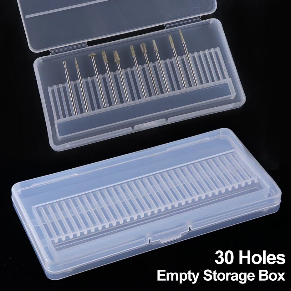 Nail Drill Bits Storage Box Clear Plastic Display Stand Holder Rotary Files Cutters Bit Organizer Case Manicure Tools NFB5 | Красота и