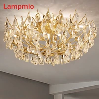 golden luxury led crystal ceiling chandelier lighting for living room 600cm 800cm gold round drop dinning lamp bedroom lustres