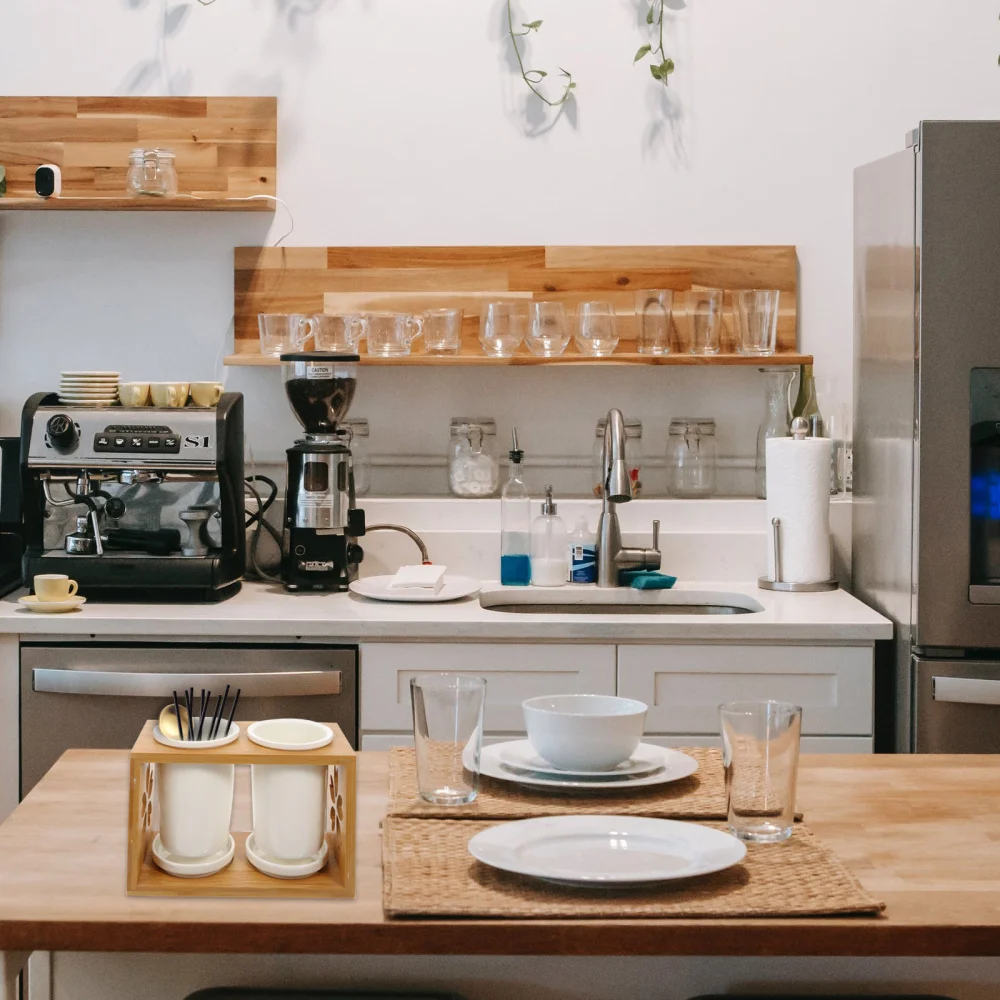 

1pc Kitchen Ceramic Chopsticks Holder Flatware Storage Container Drainer Rack