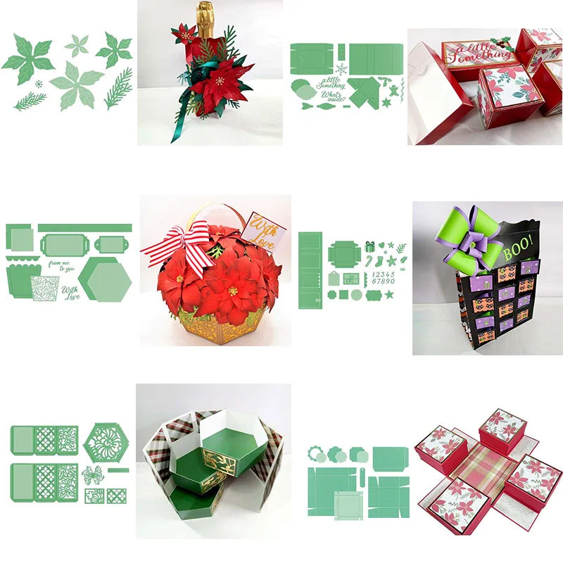 

Creative Stacking Flower Gift Box Elements Beautiful Handbag Metal Cutting Dies for DIY Scrapbooking Cards Craft Making New 2019