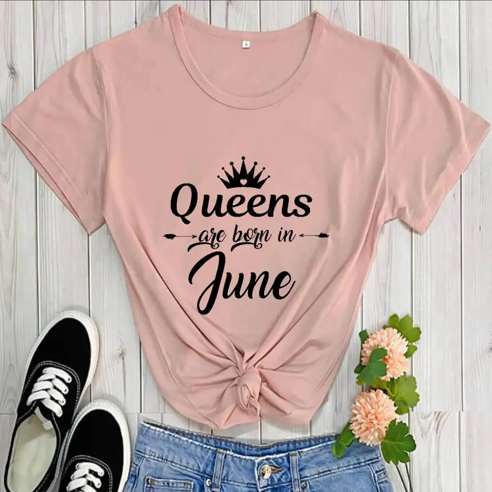 Футболка для дня рождения Born in June Новое поступление повседневная забавная
