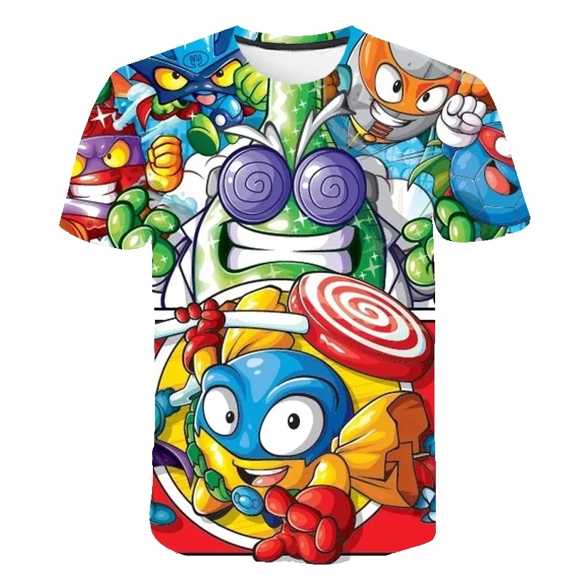 

2021 Summer Boys 3D Print Cartoon Superzings T shirt Fashion O-Neck Tops Girls Streetwear Children Kids Clothes Funny T-shirt
