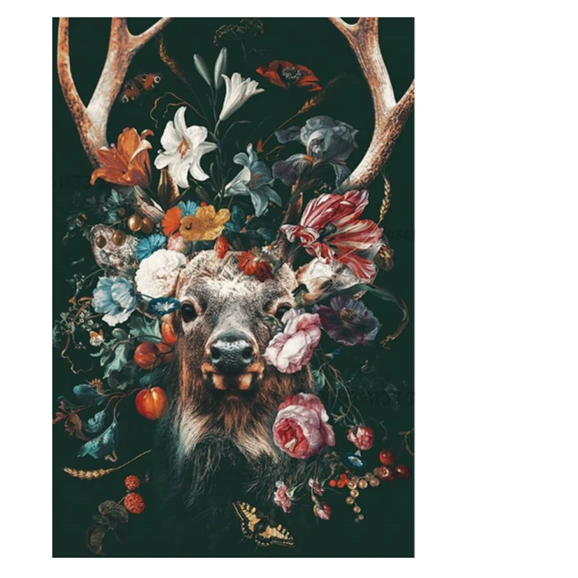 5D сделай сам полностью круглая алмазная живопись олень цветок и бабочка 3D