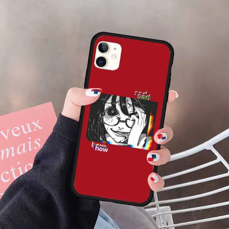 

Sad Japanese Anime Aesthetic Phone Case for iPhone 11 12 pro XS MAX 8 7 6 6S Plus X 5S SE 2020 XR