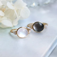 lamoon retro 925 silver ring for women gradient night natural clear crystal shell 14k light gold plated fine jewelry lmri172