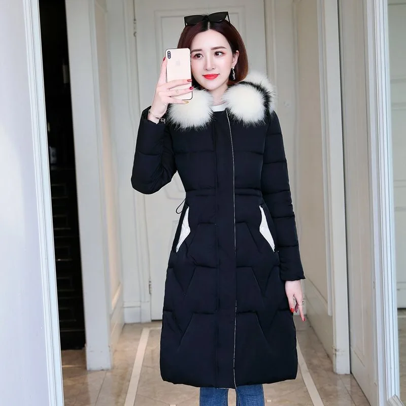 Vangull Parka женские зимние пальто длинные хлопковые повседневные меховые куртки с капюшоном женские толстые теплые зимние парки Женские приталенные пальто
