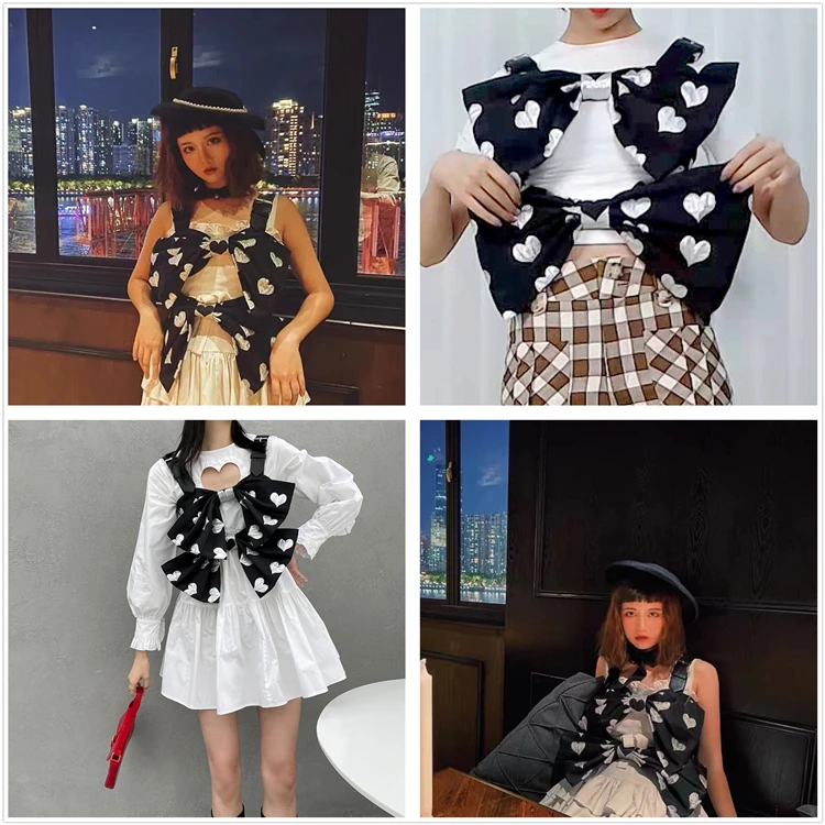 

Harajuku Streetwear Style kawaii Clothes Women Tops High Fashion Chic Bows Slim Crop Top Women Vest Tank Tops Women SL336