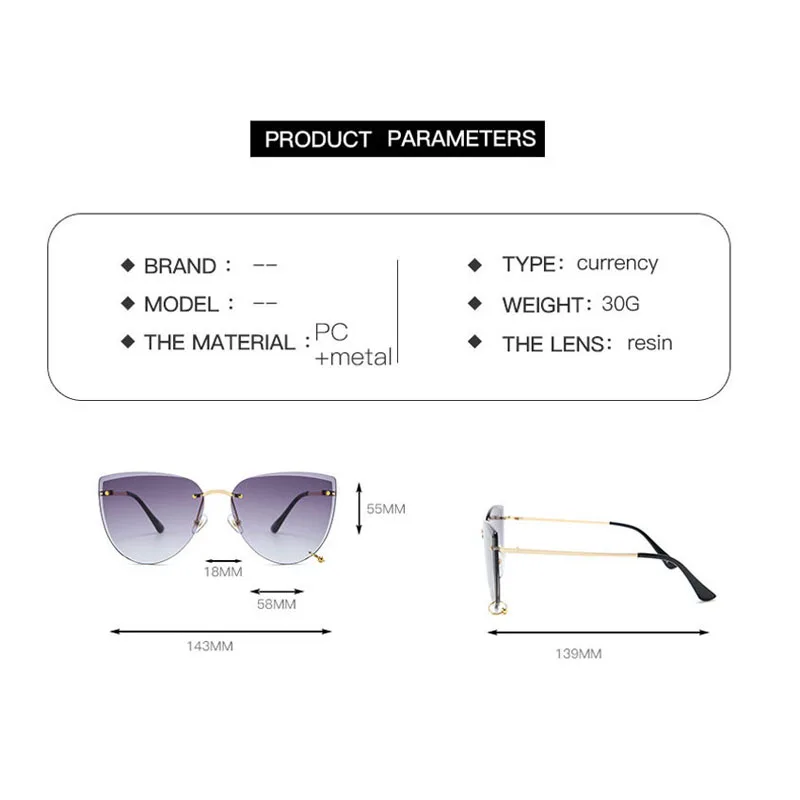 2019 Винтажные Солнцезащитные очки без оправы мужские с алмазной оправой для