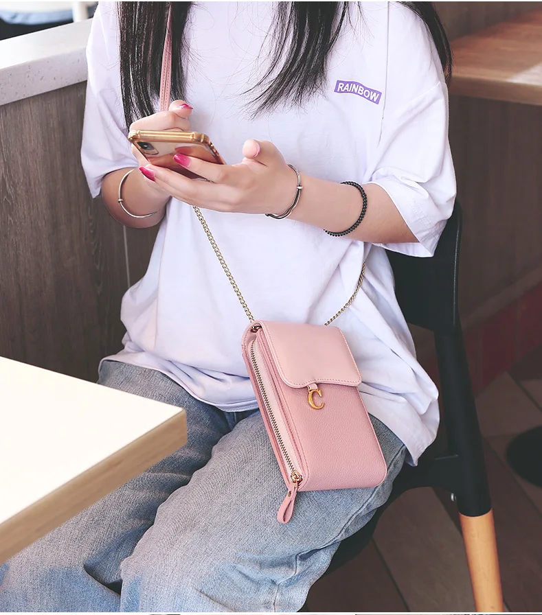 

Mobile phone bag women 2020 new one-shoulder diagonal Korean fashion multifunctional female small bag chain cover mobile phone b