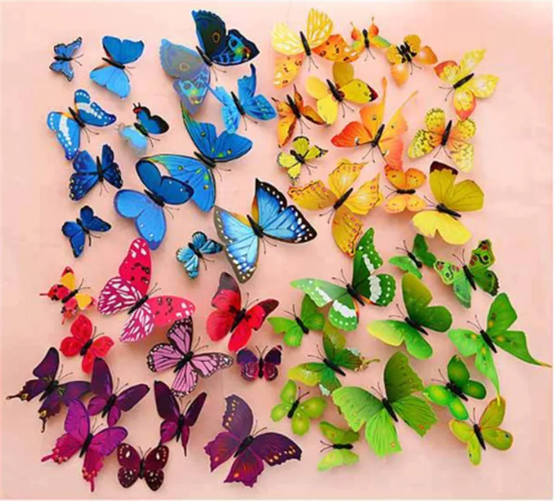 Искусственные красочные бабочки из ПВХ 12 шт./лот декоративные ветряные блесны