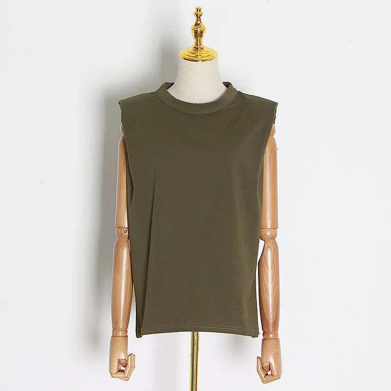 

Unicorn Korean Kpop Polyester Cotton Summer 2021 New Hot Sale Sleeveless Women's Round Neck And Solid Color Loose T-shirt