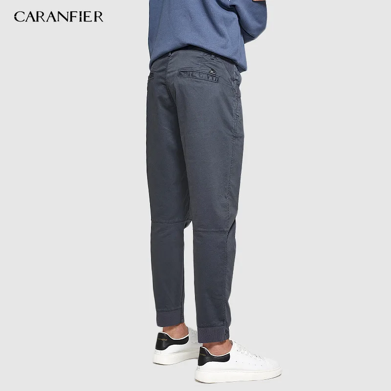 CARANFIER/2019 Брендовые повседневные брюки мужские новые осенние облегающие модные