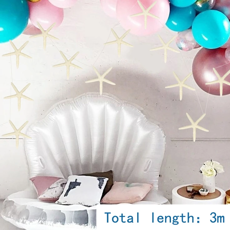 Starfish Banner-3m 8 шт./компл. Акула одноразовая посуда с графикой из мультиков морская животных бумажные тарелки и стаканы для дня рождения/Baby Shower украшения детский праздничный костюм поставки - Цвет: Starfish Banner-3m