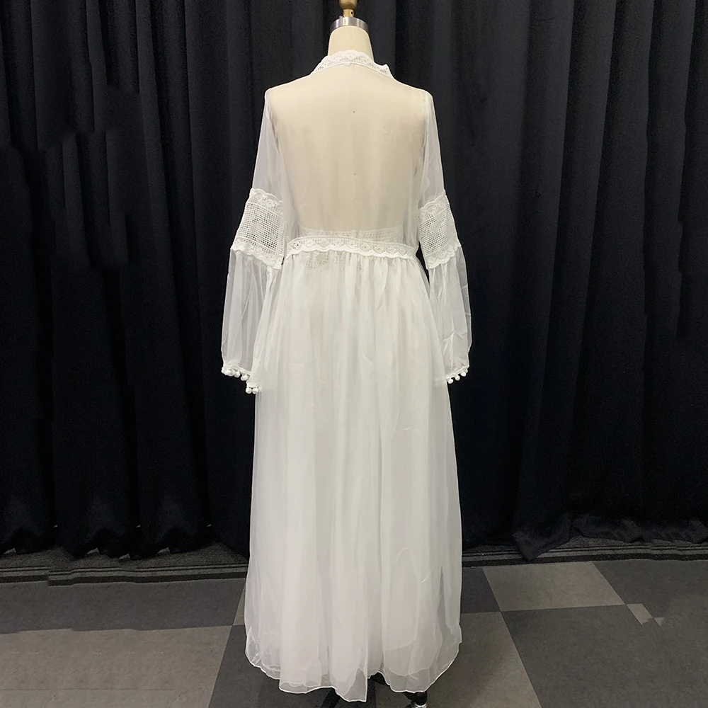 Сексуальные вечерние длинные платья из белого кружева элегантные 2 частей