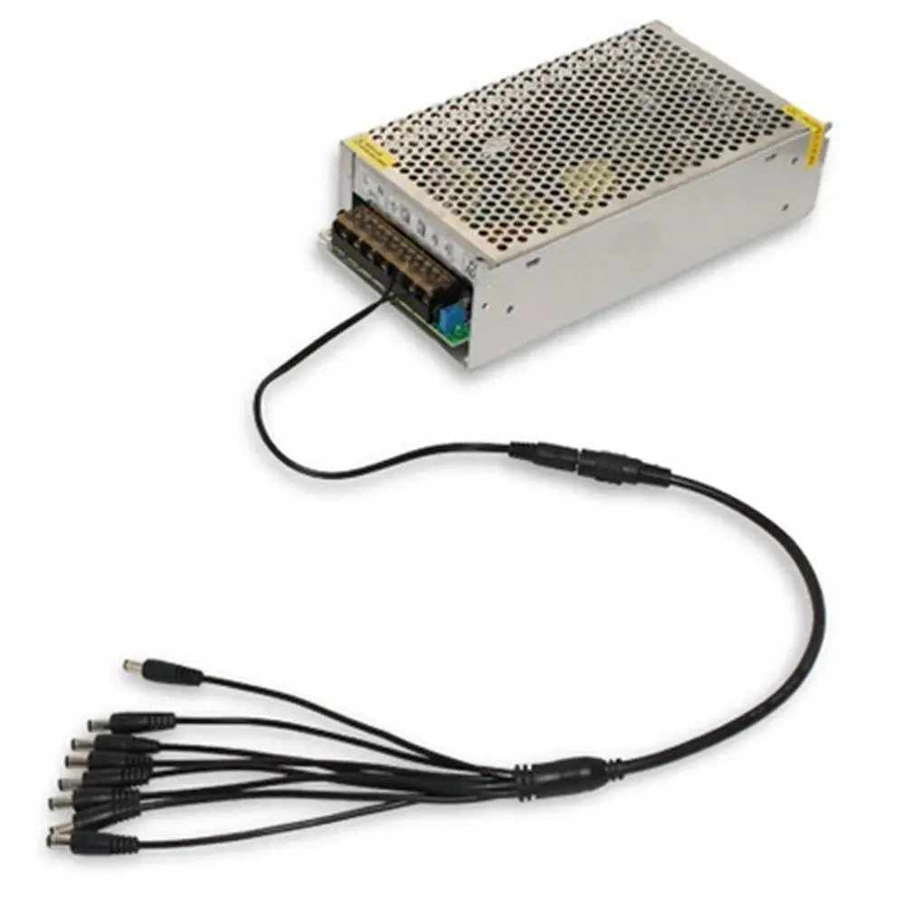 

DC Power 1 Female to 8 Male Plug Cable Splitter Adapter 5.5x2.1mm for CCTV LN