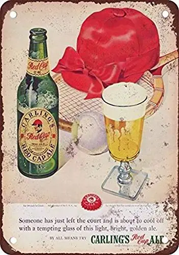 Красная Кепка Carling39;s Ale, винтажная репродукция внешнего вида, металлический жестяной знак 8x12 дюймов