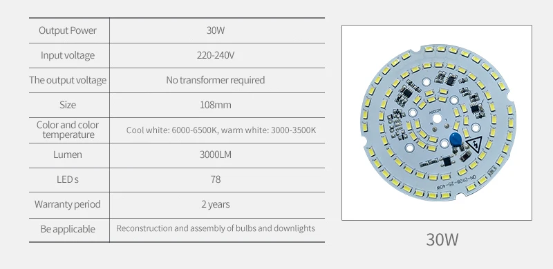 2 шт затемняемый SMD 5730 интегрированная IC PCB лампочка панель 25 Вт 30 Вт 40 Вт 50 Вт 60 Вт 70 Вт 100 Вт Светодиодная печатная плата без драйверов светильник