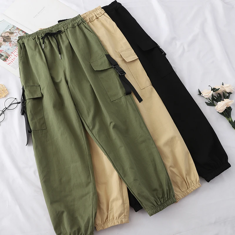 2019 модные женские брюки с высокой талией свободные до щиколотки джоггеры для