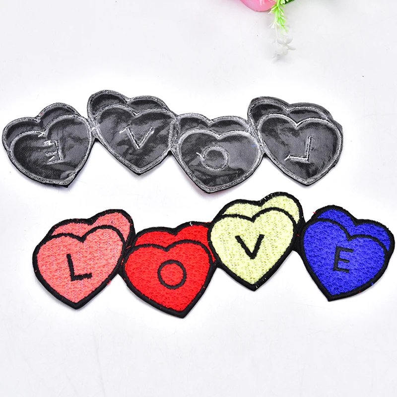 Новинка переводная нашивка в форме сердца 5 шт./лот вышитые цветочные нашивки для