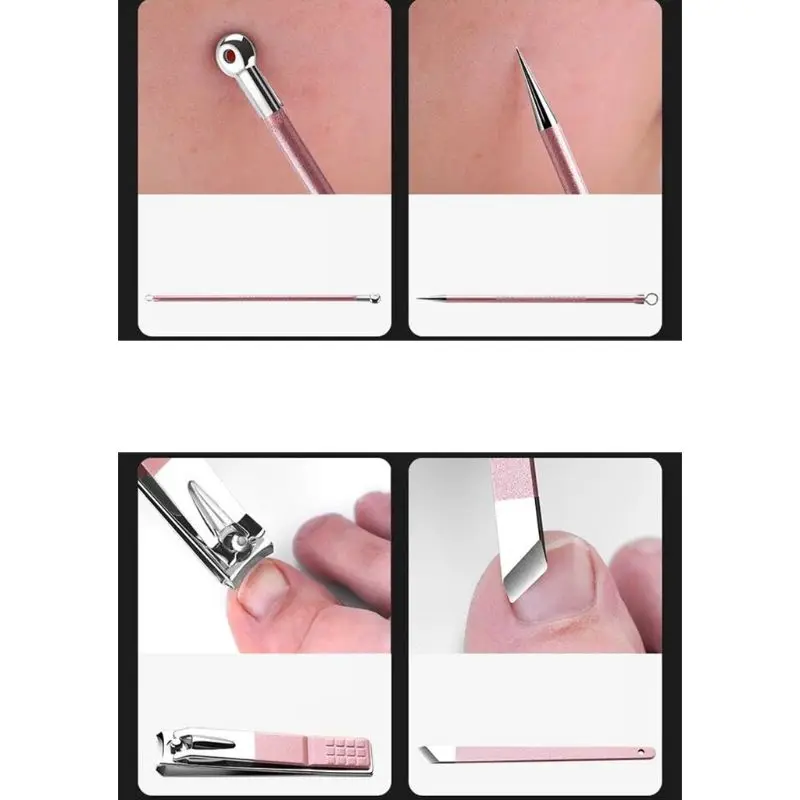 

28TA 18 Pcs/set Practical Portable Rose Gold Nail Clipper Set Nails Beauty Scissors Manicure Tools